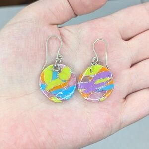 Neon Rainbow Tie-dye Earrings